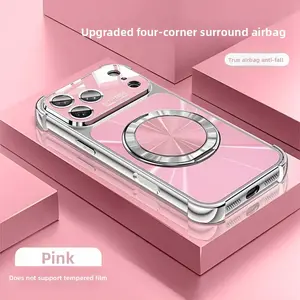 Electroplated Glitter Edge Case Anti Drop Airbag Protection for IP17/16/15/14/13Pro Pink Unisex Design Trending