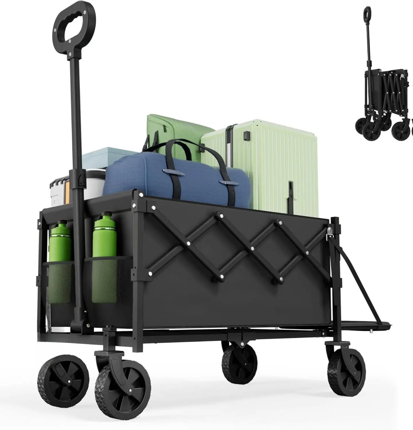 【Summer Turn Up】【live】WeCharmer Collapsible Wagon with Tailgate, Wagons Carts Foldable with 350lbs Capacity, Lightweight Portable Utility Folding Wagon Cart for Shopping Camping Sports Garden