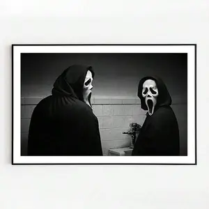 1pc Unframed,Scream Movie Bathroom Art - Ghostface - Halloween, Horror Movie Poster Canvas Painting Creativity Posters And Print Wall Art Picture For Modern Living Room Home Decoration Gifts Birthday Graduation Halloween Decor Room Decor