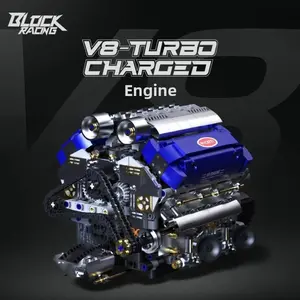 V8 Turbocharged Engine Building Kit - Realistic Car Motor Block Model with Working Piston Movement, Detailed Racing Replica for Car & Engineering Enthusiasts, Perfect for Display & STEM Learning, Viral TikTok Must-Have Automotive Build