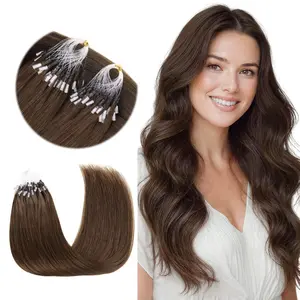 GOO GOO Micro Link Hair Extensions Real Human Hair 14-24Inch 50g-50s/30g-25s, Cold Fusion, Invisible Remy Hair, Glueless Micro Loop Micro Ring Hair Extensions Silky Straight Natural Micro Bead Hair Extensions
