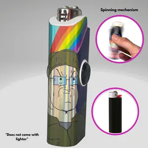 FLKR LYTR: Big Lezzz Fidget Spinning lighter case White Body, works with BIC, High quality polypropylene body for durability