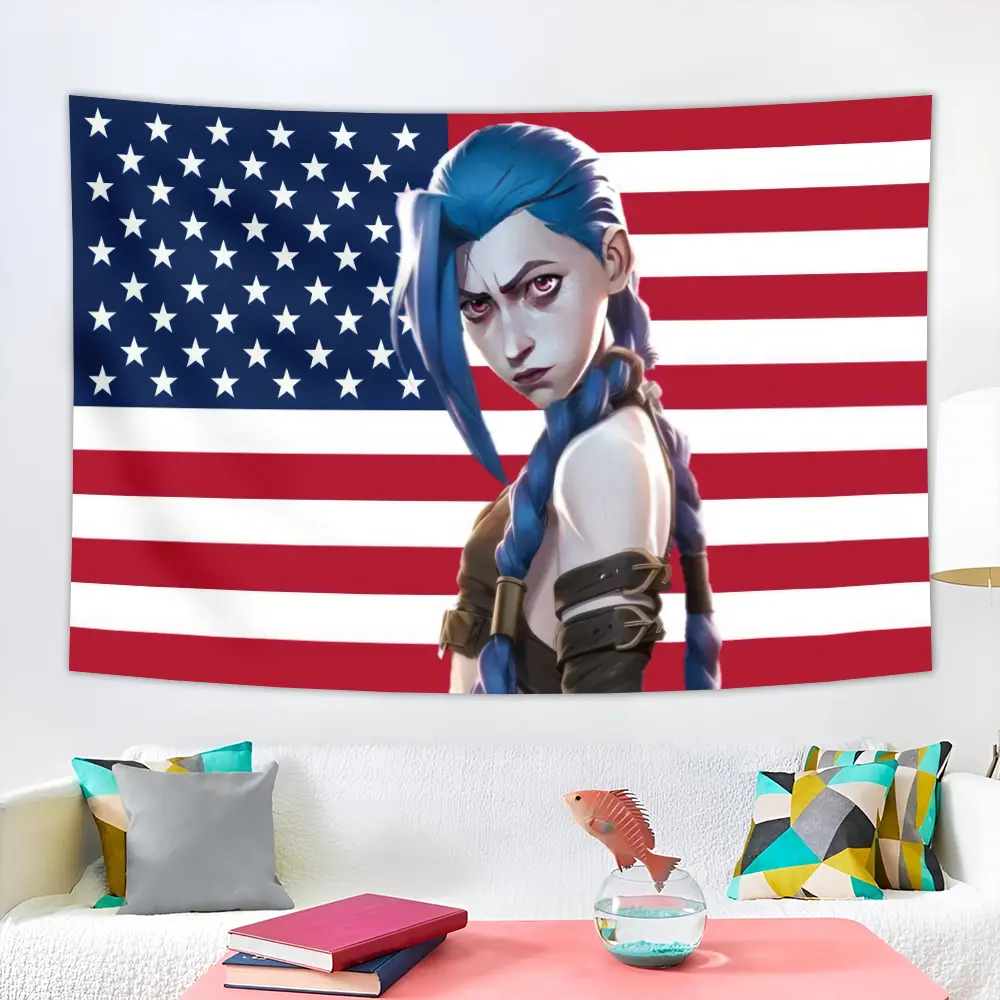 Arcane Jinx Cartoon Tapestry - Light, Classic Geometric Decorative Polyester Wall Hanging, Strong Indoor-Outdoor Home Decor for College Dorm Rooms, Living Room Wall Decor, TikTok Shop Back to School, Cloth