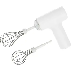 Hand Mixer, One Touch Off Handheld Electric Whisk with 3 Speed Modes, Hand Held Egg Beater with 2 Detachable Stir Whisks (White/Purple）
