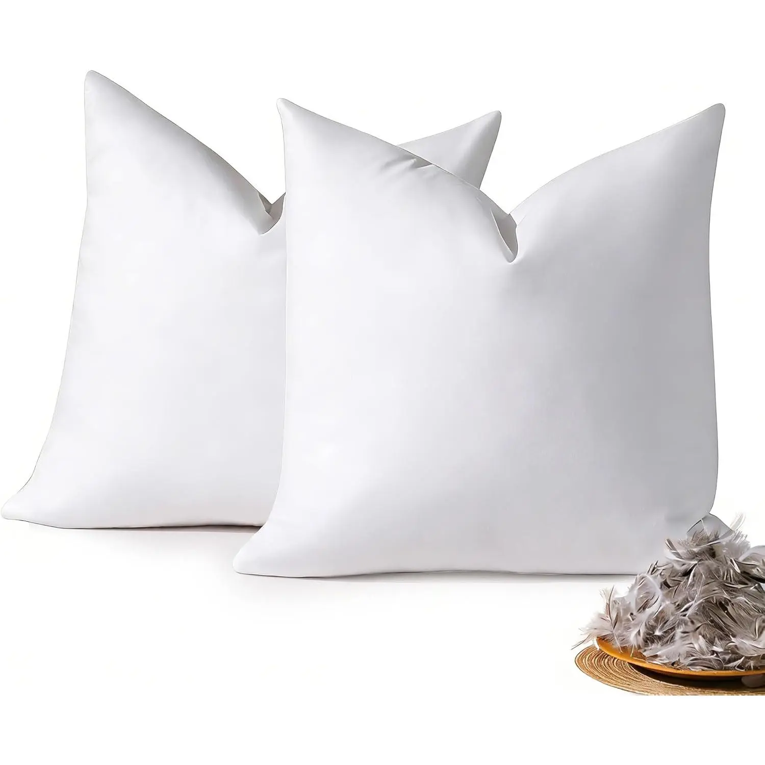 26x26 Euro Pillow Inserts Pack of 2, Decorative Feather Down Pillows with 100% Coton Cover,Throw Pillow for Bed, Couch and Sofa.