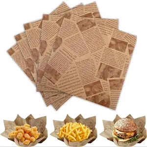 50 Sheets Oil Absorbing Paper, Sandwich Wrap Paper, Burger Packaging Paper, Bakeware, 11.8x11.8 Inch Newspaper Style Non-Stick Paper for Baking Cooking Picnics