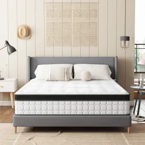 TVDFGTS 10/12/14 Inch Gel Memory Foam Mattress, No Fiberglass, Individually Pocketed Springs, Pressure Relief & Motion Isolation, Twin/Full/Queen/King Sizes , Ideal for Bedroom Use, Standard Packaging