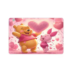 DISNEY CLASSIC Winnie the Pooh & Piglet Love Heart Mat, Non Slip Low Profile Floor Rug, Cute Cartoon Bear Pig Print Indoor Outdoor Entrance Mat For Home Decor