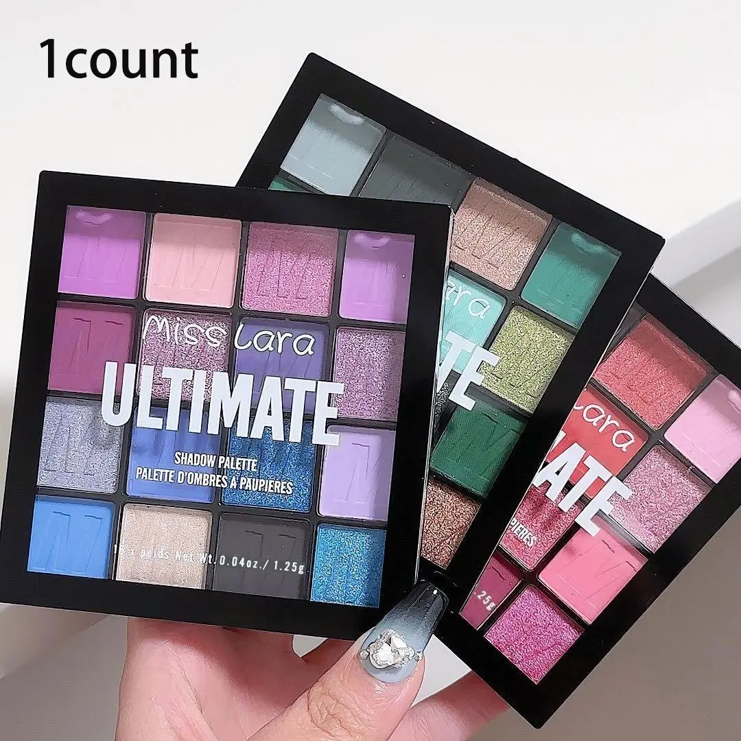 16 Color Shimmering Eyeshadow Palette, 1 Count Matte Shimmer Metallic And Glitter Finish Eyeshadow Powder, High Pigmented Cosmetic Product for Daily & Fancy Makeup, Eye Makeup Products