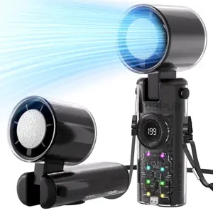 Portable Handheld Fan with Ice Cooler, 4000mAh Handheld Portable Fan, Transparent Case Design, 5 Speed Turbo Personal Cooling Fan  for Travel/Work/Home/Outdoor