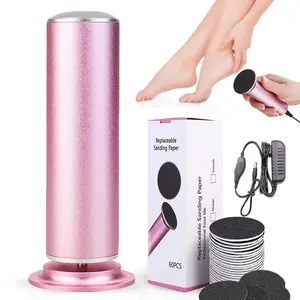 Electric Foot Callus Remover - 360° Rechargeable & Adjustable Speed, 60 Sanding Discs, Pedicure Tool for Dead Skin & Cracked Heels, Pink Gentle Manicure Nail Smooth Plug Cutics