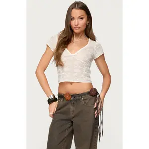 Edikted Women's Kristal Twist Front V Neck Top