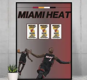 Miami Heat Poster - Lebron and Wade Poster - Vintage Lebron Poster - Miami Heat - NBA - Basketball Art Print - Aesthetic Wall Decor - Sports - POSTER NO FRAME