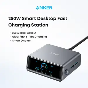 【GaN Charger】Anker Prime Charger, 250W 6-in-1 Smart LCD Ultra-Fast Charging for MacBook iPhone iPad & More,summerwins,FathersDayGift