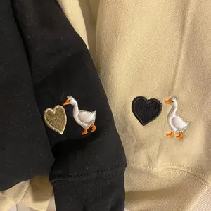 Custom Embroidered Initial Heart Hoodie On Sleeve,, Personalized Initials Embroidery Sweatshirts, Matching Couples Outfit