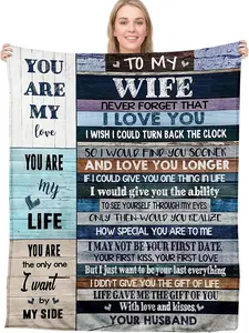 Anniversary Romantic Gift for Wife, Ultra-Soft Micro Fleece Sherpa Throw Blanket, Christmas Day Gifts for Her, Wife Birthday Gifts from Husband, for Bedding Sofa and Travel，Easter gift for my wife
