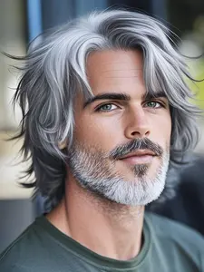 Short Mullet Wig for Men, Synthetic Curly Wigs, Stylish and Trendy Hair Accessory, Perfect for Casual and Formal Looks, High-Quality Synthetic Fiber