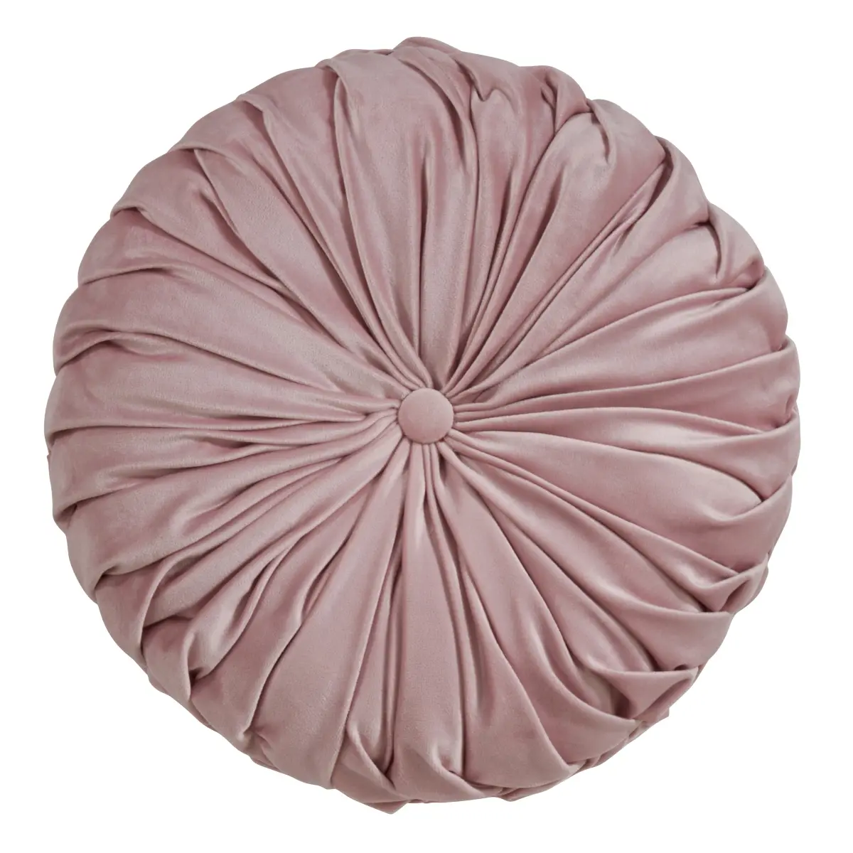 Saro Lifestyle 6005.BH14R 14 in. Round Velvet Pintucked Throw Poly Filled Pillow, Blush
