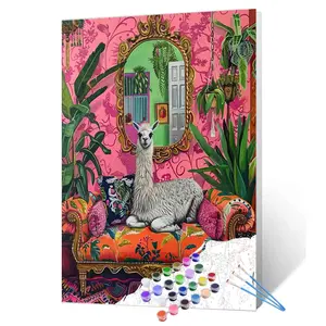 Tucocoo Llama Paint by Numbers – Funny Animal Acrylic Painting Kit, DIY Color Artistry Canvas Palette, Perfect DIY for Beginners, Gift Idea, 16x20inch (40x50cm)