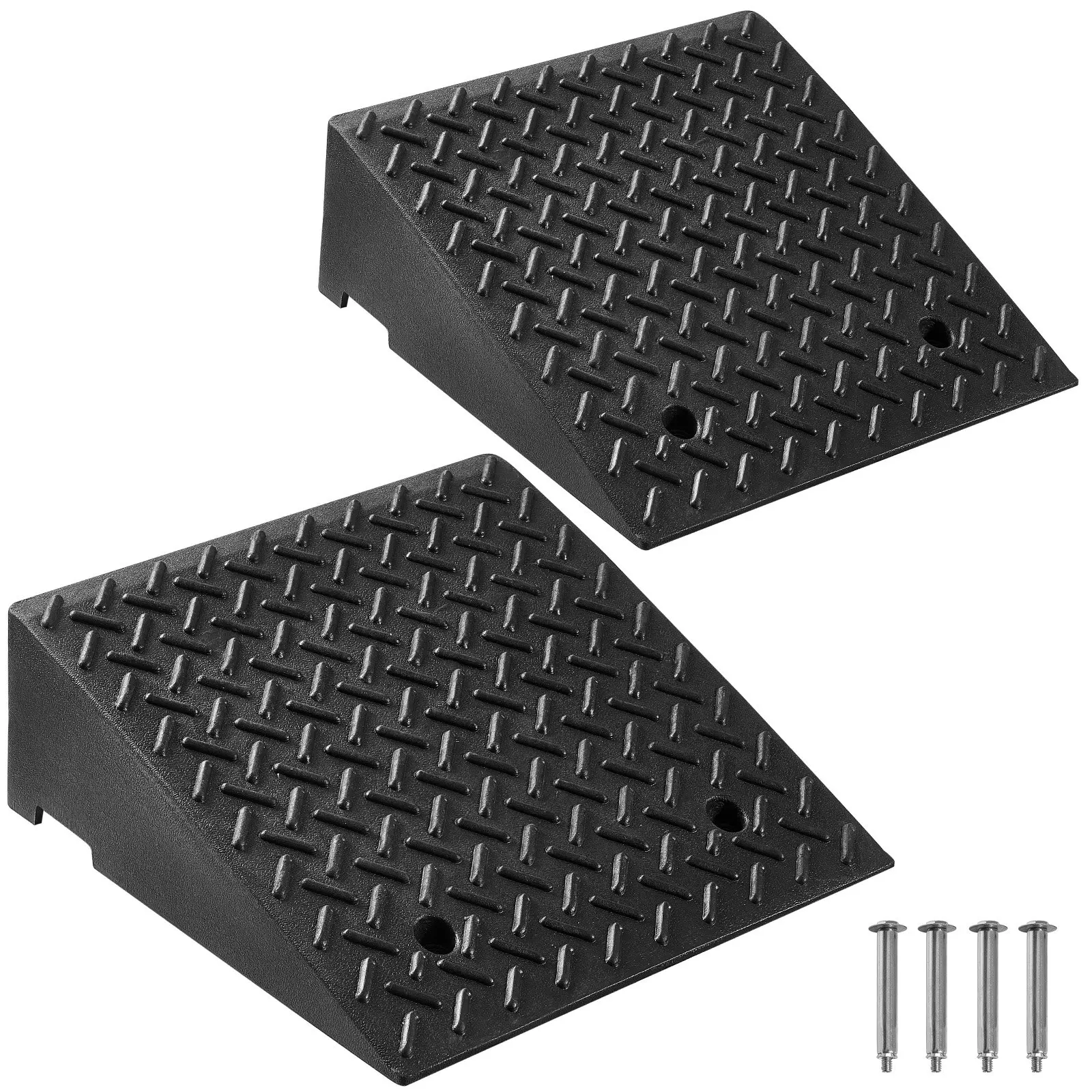 【DealsForYouDays】VEVOR 2-Pack Heavy Duty Driveway Curb Ramp, 7000 lbs Load Capacity, 7 in Rise Height, All-Weather Durability, Drainage Channels, Stable Installation, Universal Fit for Wheelchairs, Car Truck Tires