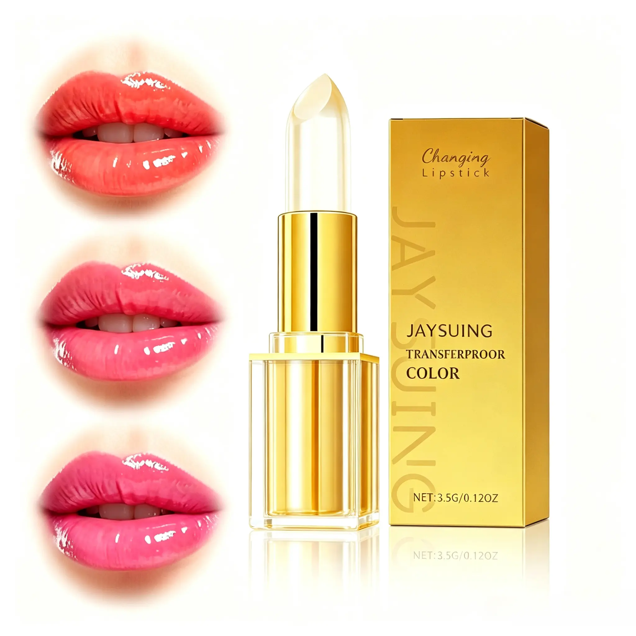 Color Changing Lipstick with Real Gold Flakes - Clear, All-Day Moisturizing, Transfer-Resistant Lip Tint for Natural Glossy Lips