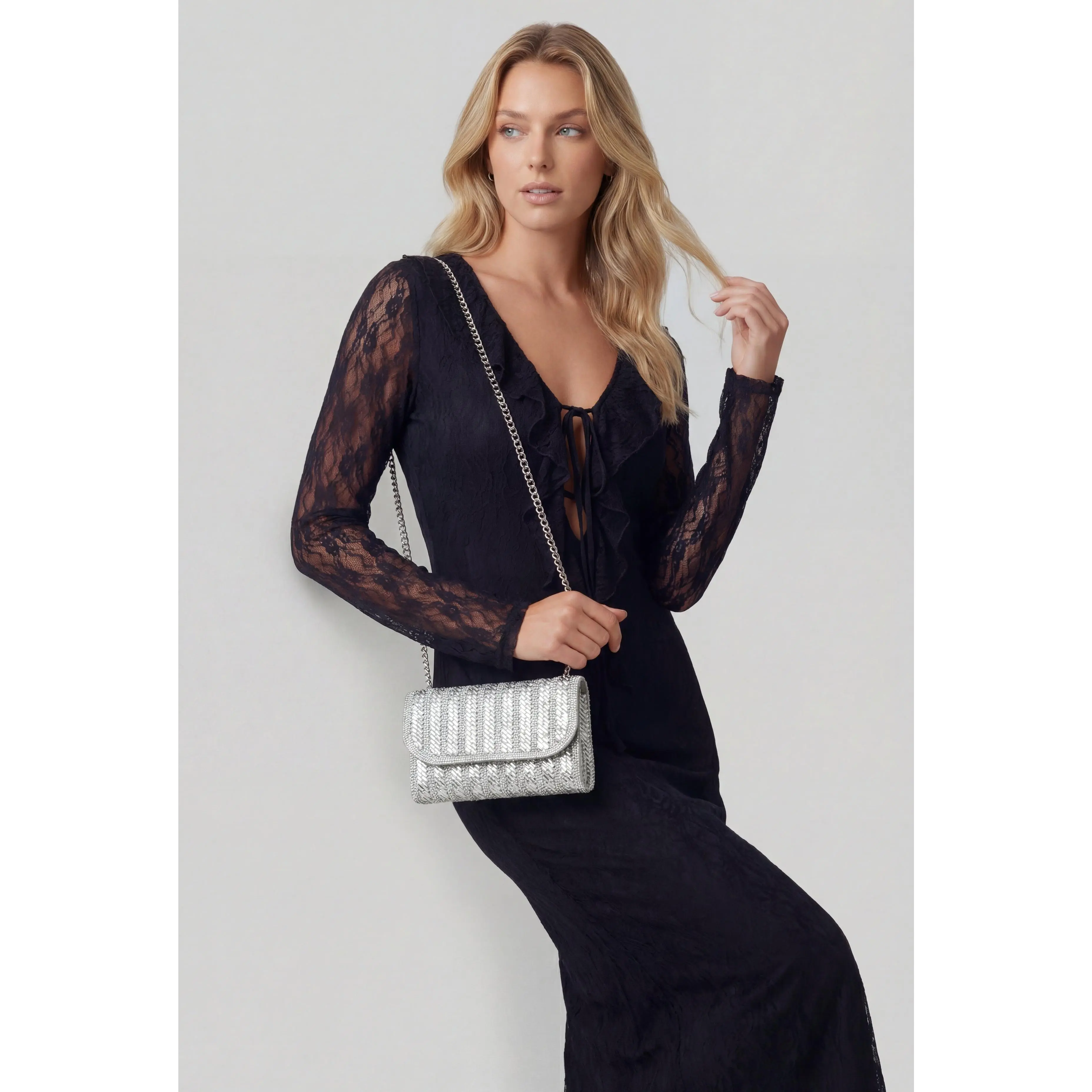 Glam Studded Mini Envelope Crossbody Bag