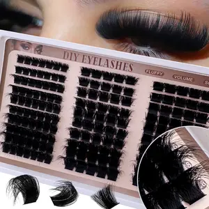 170pcs Russian False Eyelash Kit, 160D+200D+300D D Curl, Fluffy, Reusable, Natural Look, DIY Lash Extension, Reusable Eyelash Extensions, Party, Wedding, Halloween