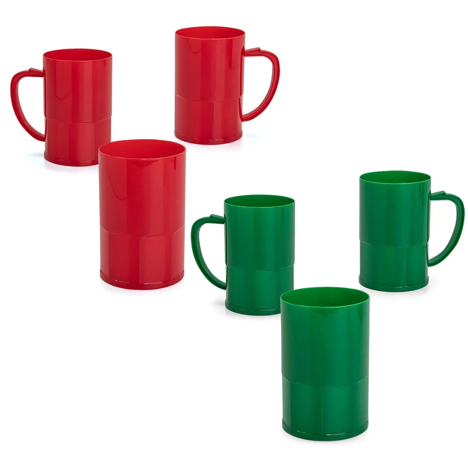 Red & Green Plastic Mugs - 24-Piece Kitchen Drinkware, Not for Hot Liquids, Not Hot Liquids