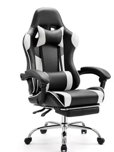 Ergonomic Gaming Chair High Back Office Chair with Lumbar Support and Adjustable Armrests Swivel Racing Chair, Black and