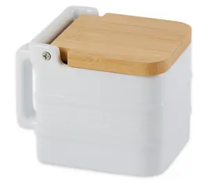 RSVP Stoneware & Bamboo Salt Box