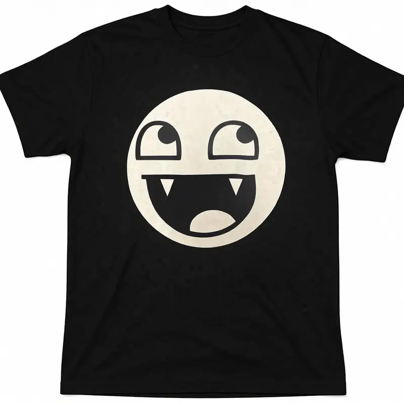 Men's Cotton Short-Sleeve Round Neck Graphic T-Shirt - Y2000 Goth Emo Scene Tapout-Inspired Chic Classic All-Seasons Casual Streetwear Top with Vampire Face Design, Soft Relaxed Clothes for Menswear