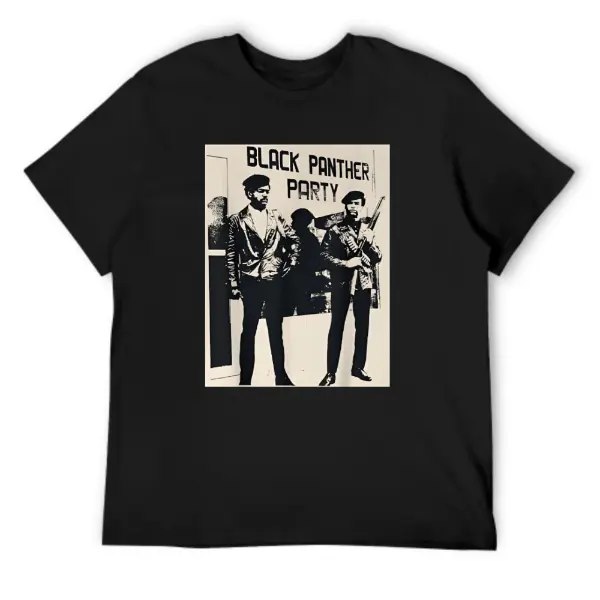 Men's Vintage Black Panther Graphic Print T-Shirt - Soft Sport Fabric, Round Neck, Regular Fit Casual Streetwear Top for Work, Layering, Tshirt