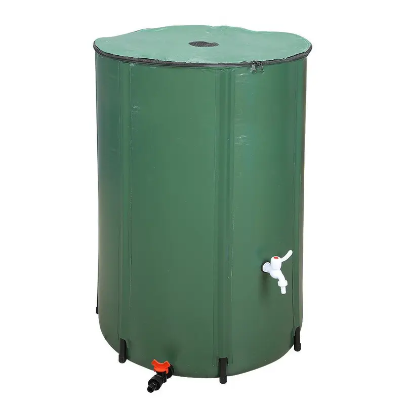 Karlhome 50/100 Gal Foldable Rain Barrel - High Quality Backyard/Indoor Gardening Collapsible Rainwater Collection System with PVC Mesh Downspout Filter, Spigot, Overflow Kit, Mold-Resistant Portable Container, 1x3/4 Faucet, (27.56x38.58)"/(70x98)cm