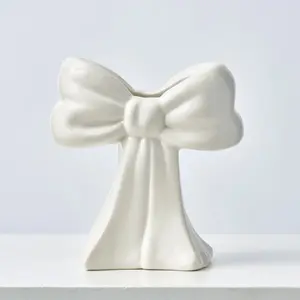 Gloss White Ceramic Bow Decorative Home Decor Vase