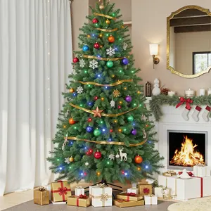 Christmas Tree Pre-lit, Green Artificial Christmas Tree with Color Changing LED Lights & Branch Tips for Home, Office, Party Decoration Christmas Tree Pre-lit, Green Artificial Christmas Tree with Color Changing LED Lights & Branch Tips for Home, Office, Party Decoration