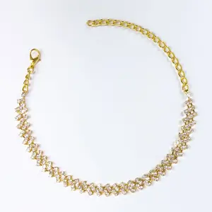 Elite Elegance - Women's Rhinestone Anklet, Iron Base with Gold/Silver Finish, Perfect for Special Occasions
