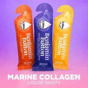 Marine Collagen Liquid Shots | 12,000mg Hydrolyzed Collagen Supplement with Hyaluronic Acid & Vitamin C | Ready-to-Drink Collagen Sachets for Skin, Hair & Joints | Mango, Orange & Berry | 14 or 28 Day Supply