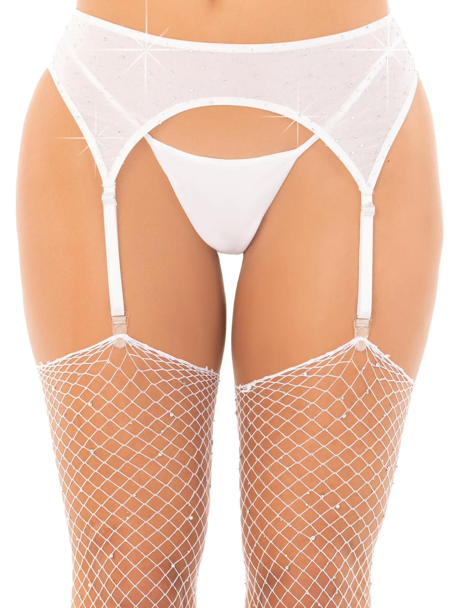Women's Chic Sheer Stretchy Mesh Rhinestone Garter Belt - Adjustable Straps, Cold Wash, Drip Dry, Do Not Bleach, Sexy Lingerie Accessory for Party Stockings Fit