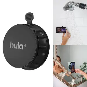 hula+ Mini Sleek Phone Holder Reusable Stand, Portable Mount for Shower, Mirror, Kitchen, Window, & Bathroom Compatible with MagSafe 180° Rotation for Content, TikTok, Instagram, Movies, & Music