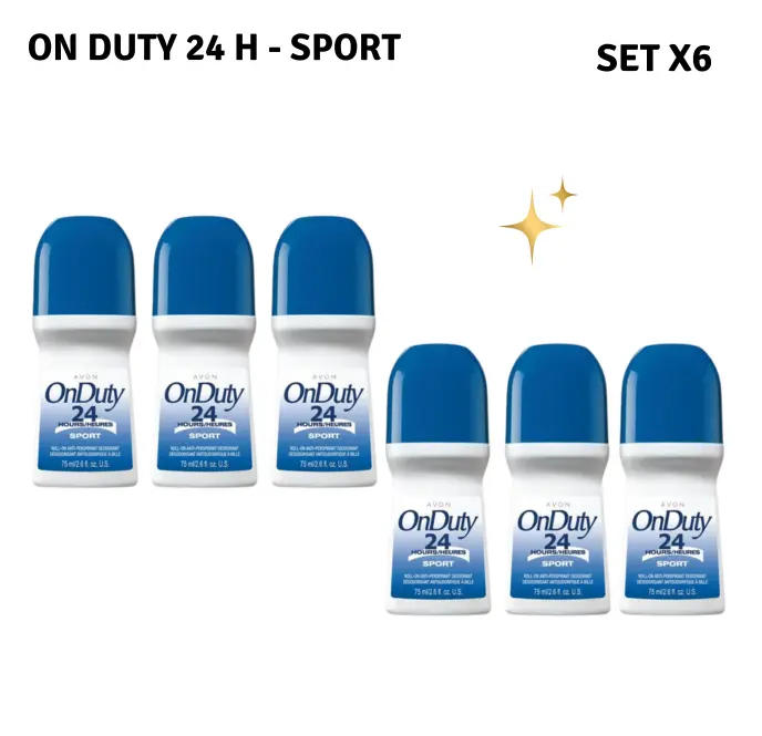 Avon On Duty 24H Sport Deodorant Set 6-Pack Long-Lasting Roll-On Protection
