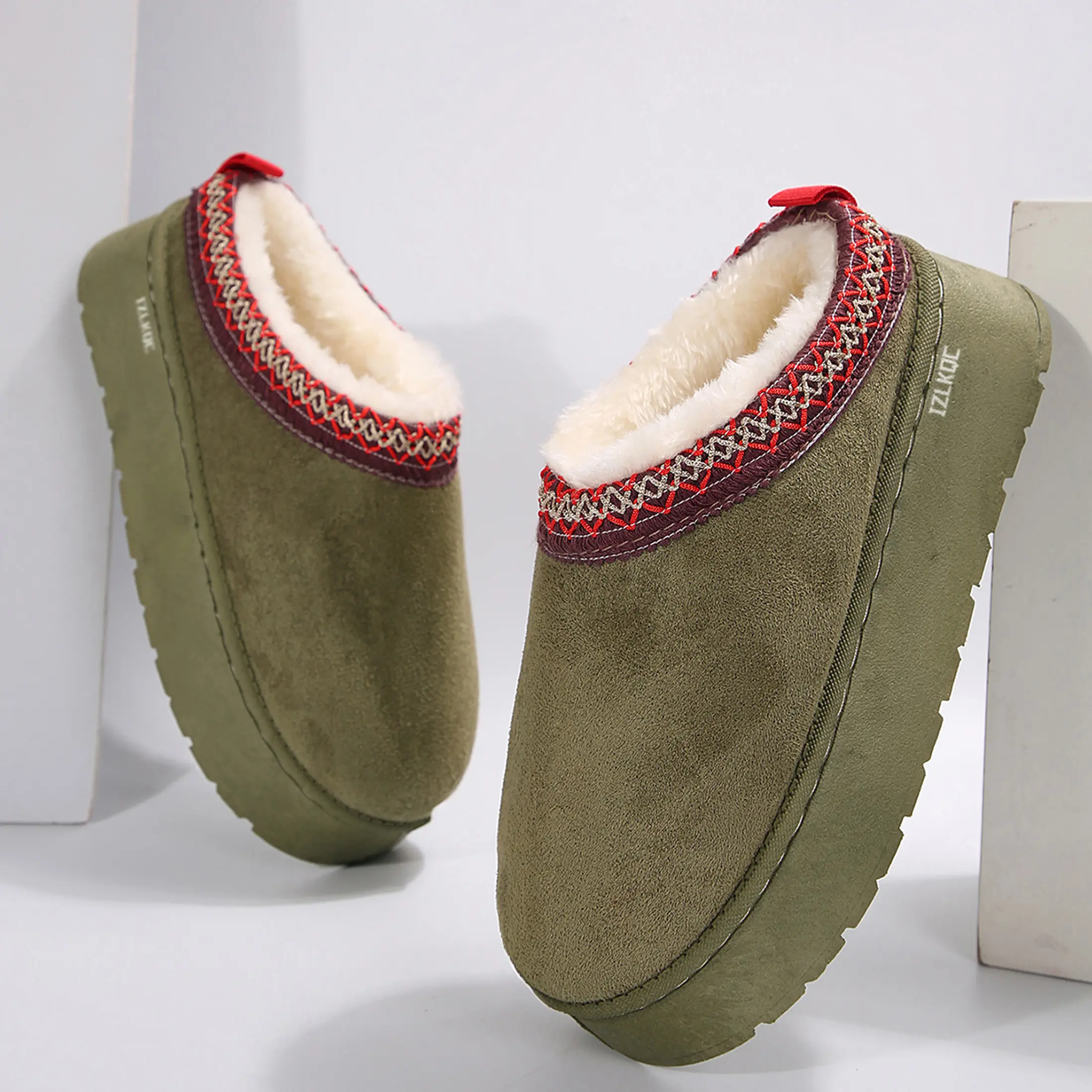 Platform Slippers Mini Boots for Women Fleece Lined Snow Boots Anti-Slip Snow Platform Slippers for Women Winter Indoor Outdoor Shoes Waterproof Footwear Flatform