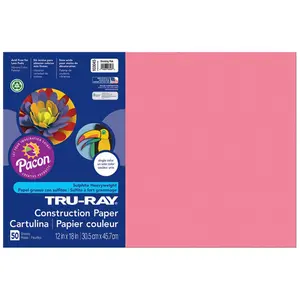 Pacon  12 x 18 in. Tru Ray Shocking Pink Construction Paper - 50 Sheets Per Pack - Pack of 5