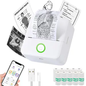 Mini Printer, Thermal Wireless Printer, Portable Thermal Inkless Sticker Maker,  Small Pocket Printer for Notes& Photo, Memo, Compatible with iOS&Android