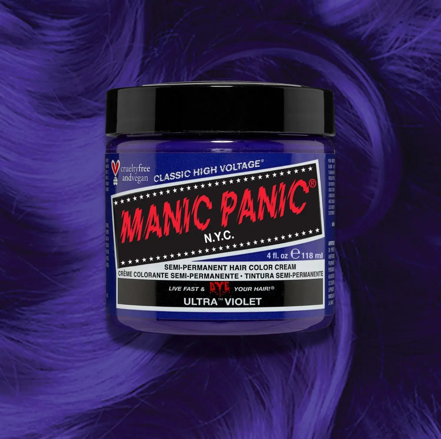 Ultra™ Violet Classic High Voltage® Blue-Toned Violet Hair Dye, Semi-Permanent Blue Dye Hair Color, Blue Dye Semi-Permanent Color