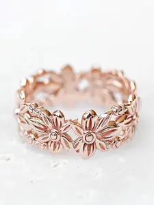 Elegant Flower Design Copper Ring, Fashion Accessories For Women, Trendy Accessories for Party and Daily Life, Statement Rings, Boho Style Rings, Vintage Rings Jewelry