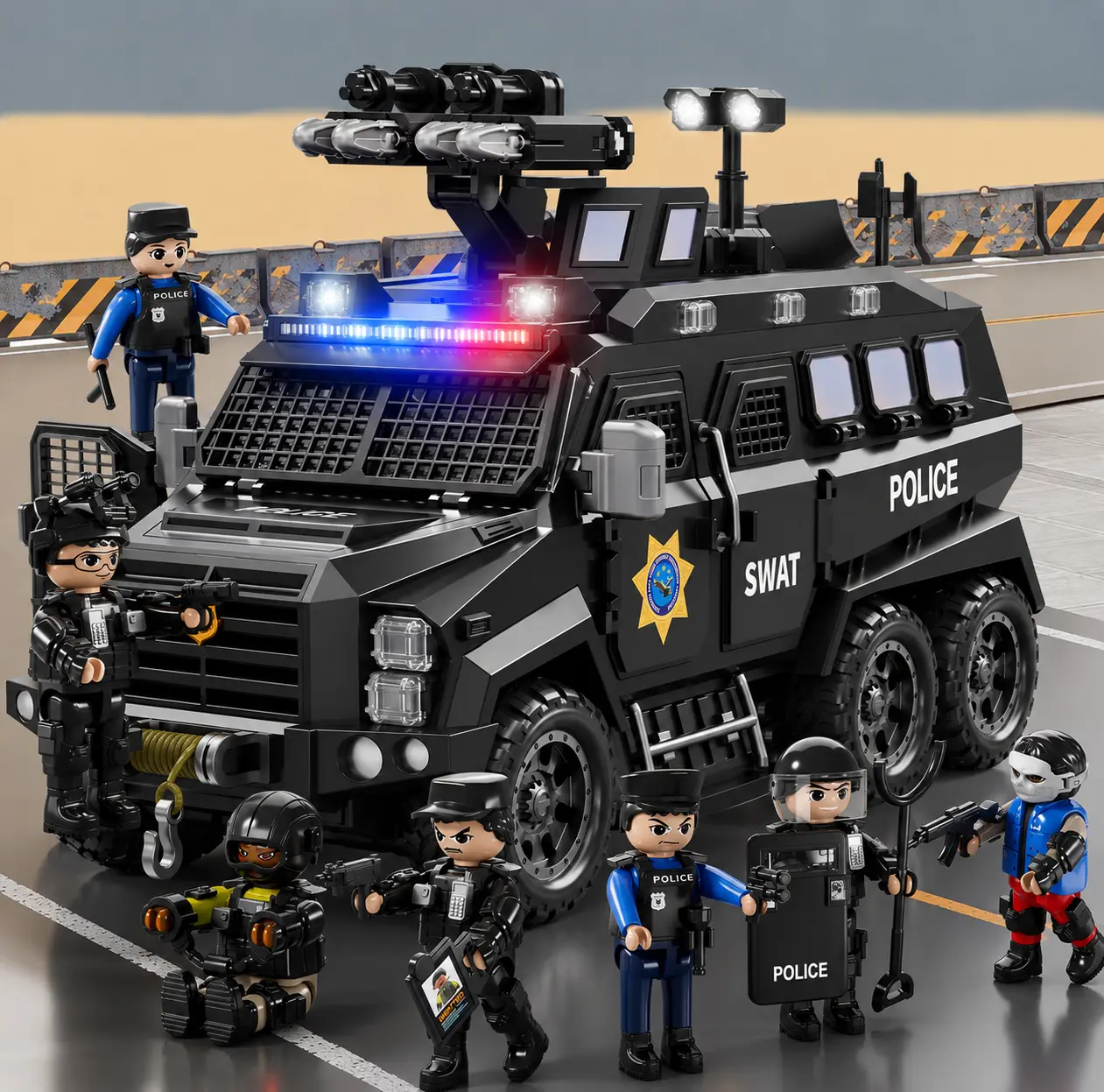 Light-Up Special Police Armored Vehicle Military Building Block Toy for Boys 6+,Wide Range of Weapon Police Accessories,Professional Special Forces Educational Assembly Toy&Sensory Fidget Toy to Release Children's Anxiety,Fun Stress Relief Leisure Toy