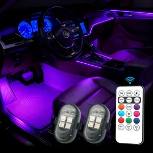 2/4/6/10Pcs Upgrade RGB Car Atmosphere Lights, Larger Battery & Brighter, Type-C Charging Cable, Wireless Remote Multi-Mode for Car Motorcyc