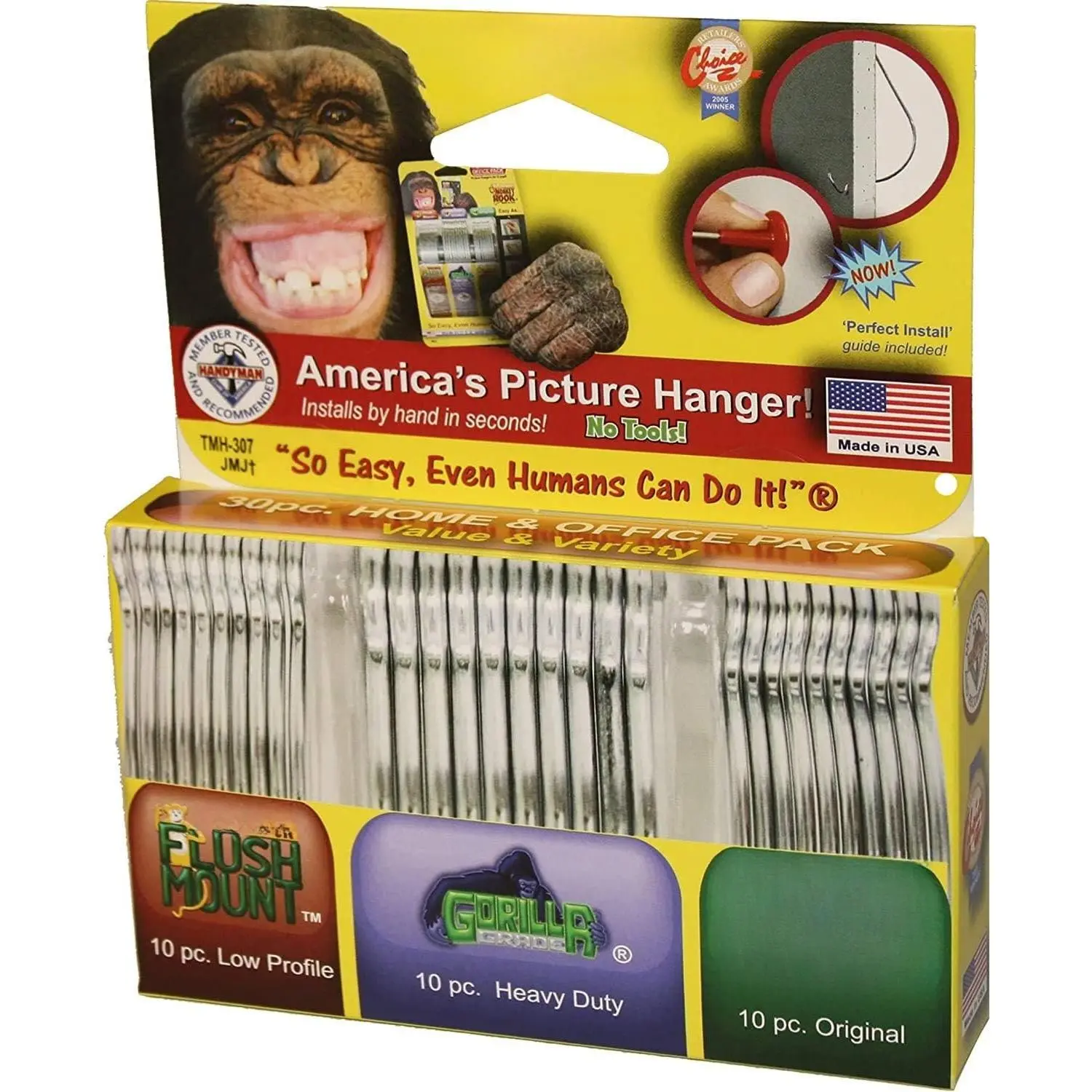 Picture Hangers Home and Office Pack, Gorilla Hook, Drywall Hooks for Hanging Pictures, Wall Hooks, Picture Hangers, Picture Hanging Kit, 30 pc set