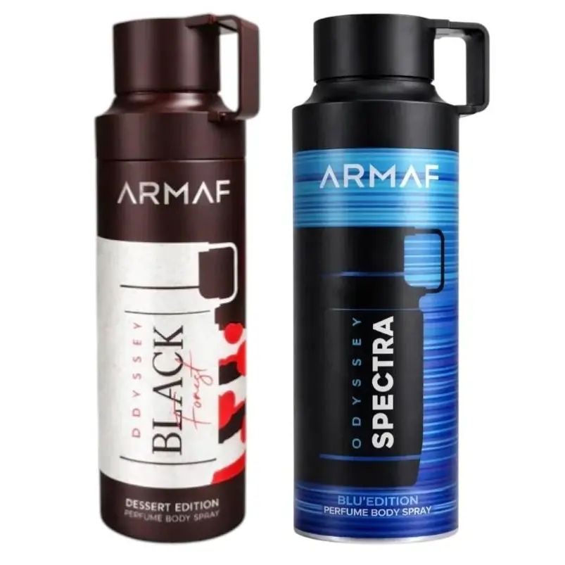 (2pc Bundle Pack) Odyssey Black Forest + Spectra Blue Deodorant Spray by Armaf, 200ml