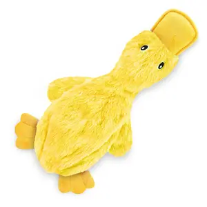 Best Pet Supplies Interactive Squeaky Crinkle Dog Chew Toy - Durable Plush Duck for Small Medium Large Dogs - Fetch Toy, Indoor Outdoor Play, Soft but Tough